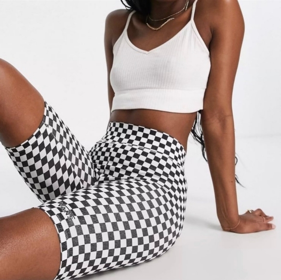 VANS NEW High-Rise Checkered Legging Shorts - Picture 3 of 12